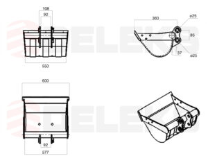 Bucket for miniexcavator M80/M90/M100/M120 - 60cm
