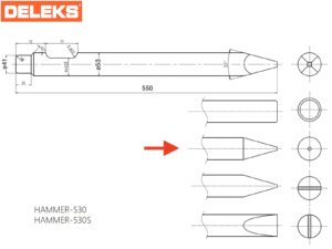 Conical chisel for Hydraulic breaker 530