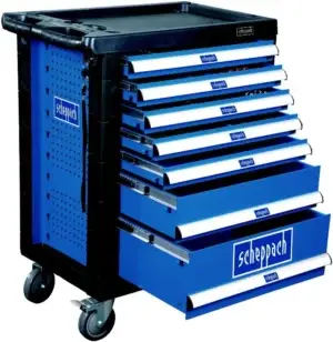 Instrumentu skapis uz riteņiem ar instrumentiem Scheppach TW1000 263 gab