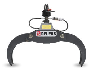 Log grapple with rotator for mini excavators and forest cranes