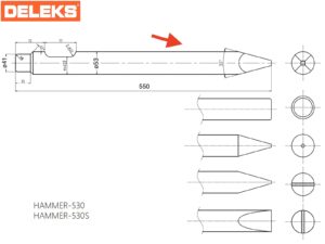 Moil chisel for Hydraulic breaker 530