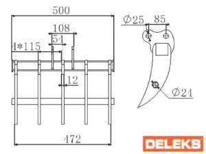 Rake for M60 miniexcavator