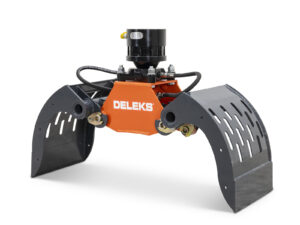 Stone and sorting grapple for mini excavators and forest cranes with fixed rotator for quick linkage
