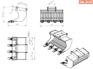 Stone rake bucket for S100 miniexcavator - 50cm - S30